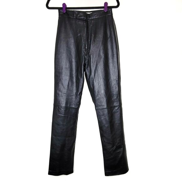 Excelled Genuine Leather Straight-Leg Pants - Picture 2 of 10